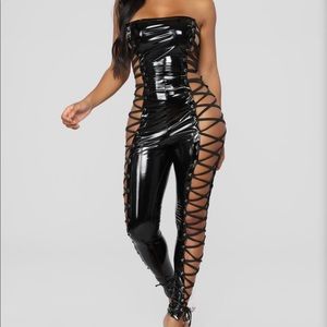 Leather strappy jumpsuit (GREAT FOR HALLOWEEN)